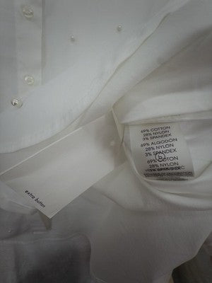 Calvin Klein Top 0X Long Sleeve Shirt White Button Up Pearl Embellished New NWT