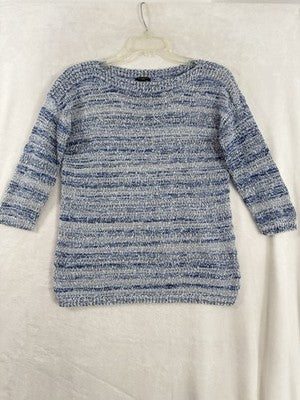Talbots Small Petite Tops Sweater Boat Neck Blue 3/4 Sleeve Womens SP