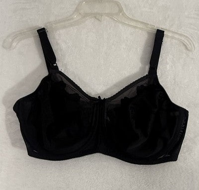 Bali Bra 40DD DF0180 Black Flower Underwire Womens Floral