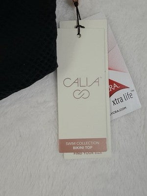 Calia Swim Top Small Longline Bikini Black U Bar Swimwear Womens New NWT