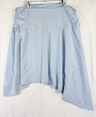 Old Navy 2X Asymmetrical Draped Midi Skirt Light Blue Knit Pull On Women New NWT