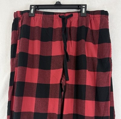Gap Flannel Pajama Pants Mens Large Red Black Buffalo Check Plaid Drawstring PJ