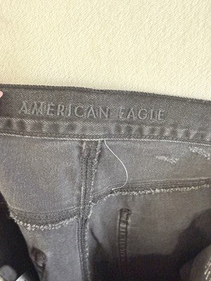 American Eagle High Rise Girlfriend Jeans Women Size 10 Black Distressed