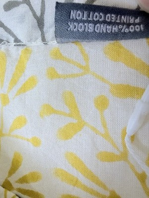 Lime Tree Design Tunic Top Medium Large Block Print Yellow 100% Cotton Women New