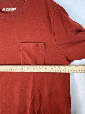 Alesbury Shirt Large Heavyweight Pocket Tee Short Sleeve Mens Red 100% Cotton