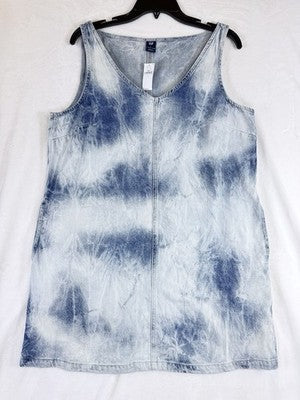 Gap UltraSoft Denim Mini Dress Large Womens Sleeveless Jean Blue Cloud Wash New