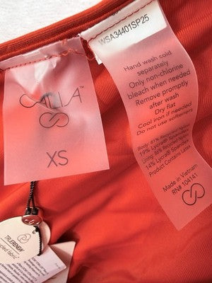 Calia Swim Bottom XS Red Adjustable Tie Front Womens Tankini Swimwear New NWT