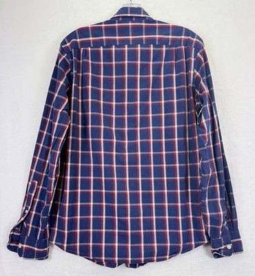 J Crew Shirt Mens Small Red Blue Plaid Button Down Long Sleeve Cotton