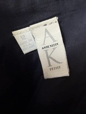 Vintage Anne Klein Skirt 12 Navy Blue Made In USA Pencil Knee Length