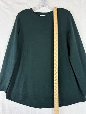 J Jill Sweater Green Small Cotton Blend Top Long Sleeve Womens