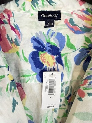 Gap Body Pajamas XL Cotton Poplin PJ Shirtdress Floral Nightgown 100% Cotton New