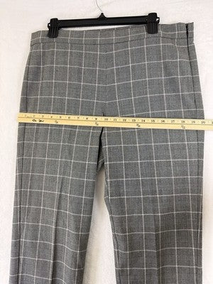 DKNY Dress Pants Womens 12 Gray Plaid High Rise Side Zip