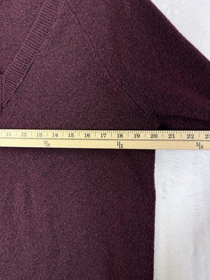 Ann Taylor Loft Sweater Medium Wool Blend Burgundy V Neck Pullover Tops Women