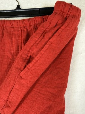 Gap Cotton Gauze Shorts Medium Pull On 4” Red Pockets Womens New NWT