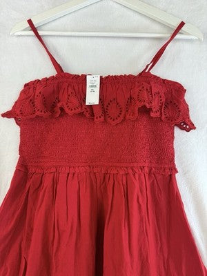 Gap Kids Smocked Ruffle Midi Dress XXL 14/16 Red Sleeveless Girls New NWT