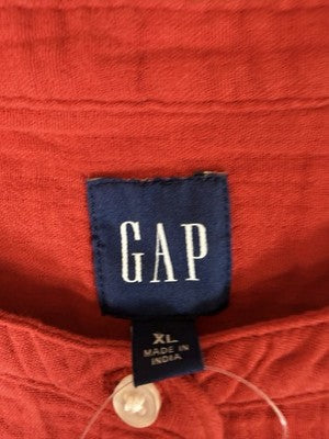 Gap Cotton Gauze Dolman Shirt XL Womens Top Red Button Up Short Sleeve New