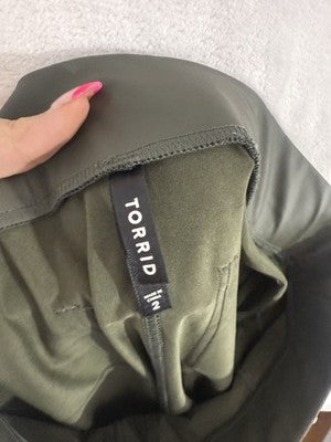 Torrid Faux Leather Leggings Size 2 18/20 Khaki Green Plus Size Womens Pull On