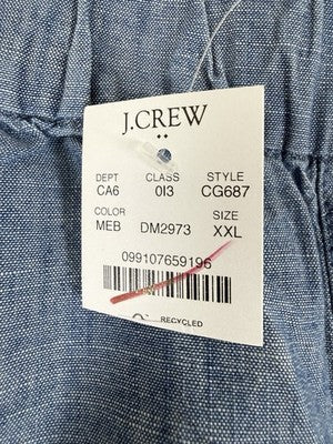J Crew Shorts Women XXL Blue Chambray Pull On 100% Cotton New NWT