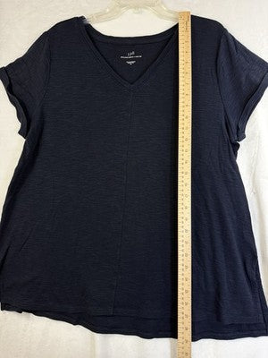 J Jill Top XL Pima Short Sleeve V Neck Tee Blue Womens