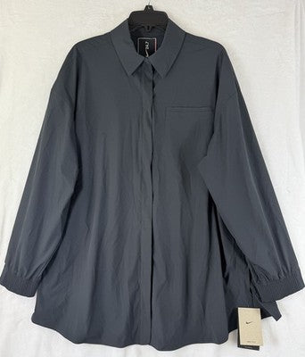 Nike 24.7 Perfect Stretch Shirt Large Women Long Sleeve Oversized Black Top NEW