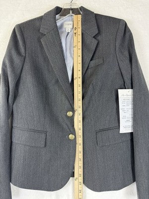 J Crew Blazer 6 Women Jacket Gray Herringbone Wool Schoolboy Ecole New Sample