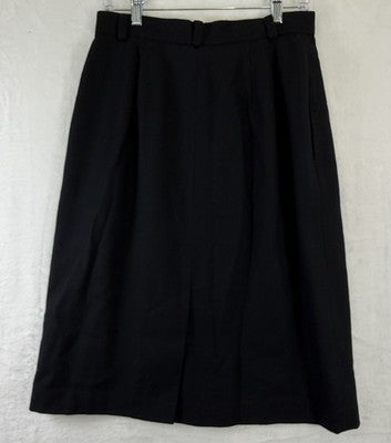 Vintage LL Bean Womens 12 100% Wool Pencil Skirt Black Made In USA Lined