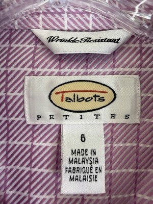 Talbots Top 6 Petite Pink Button Up Shirt Long Sleeve 6P Vintage Cotton Womens