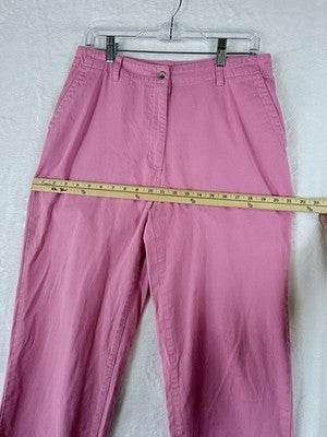 LL Bean Chino Pants Womens 12 Pink High Rise 100% Cotton Vintage