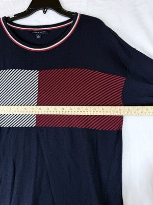 Tommy Hilfiger Sweater XL Top Long Sleeve Navy Blue Red Logo Womens Pullover