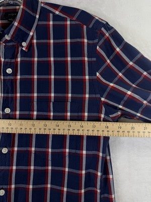 J Crew Shirt Mens Small Red Blue Plaid Button Down Long Sleeve Cotton