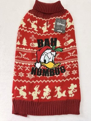 Disney Donald Duck Holiday Dog Sweater Small Bah Humbug Christmas Embroidery New