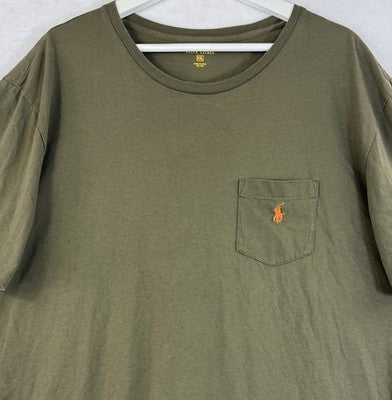 Polo Ralph Lauren Shirt XXL Tee Short Sleeve Green Mens Pocket 100% Cotton