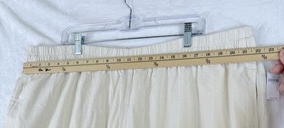 Old Navy Super High Rise Wide Leg Linen Blend Pants 2X Womens Beige New NWT