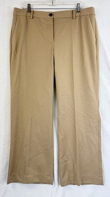 Talbots Windsor Pants 14 Petite Italian Flannel Beige Tan Wool Straight Leg