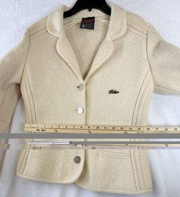 Arber Strickmodern Jacket 36 Boiled Wool Blazer *FlawRead