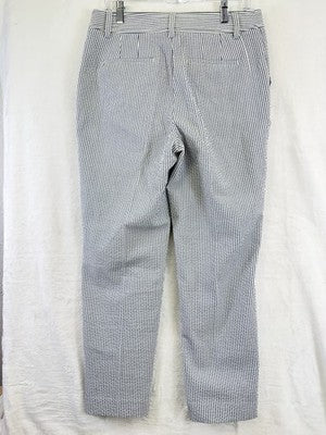 Talbots Seersucker Pants 8 Tapered Ankle Market Stripe Blue Womens New NWT