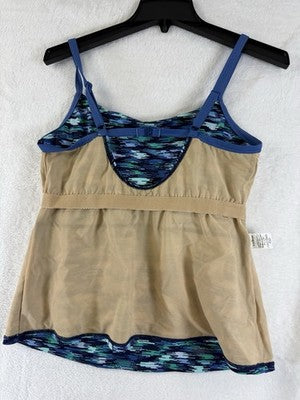 LL Bean Tankini Top 12 Swimsuit Swim Blue Womens EXC