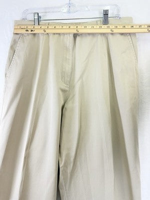 LL Bean Womens Pants 16 Chinos Khakis Tan Beige High Rise Pleated 90s Vintage