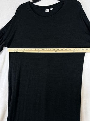 Gap Dress Large Petite Black Softspun Ballon Sleeve Jersey Knit Womens