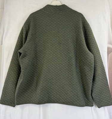 Eddie Bauer 2XL Men Sweatshirt Quilted Pullover 1/4 Zip Green Mock Neck