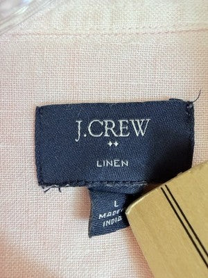 J Crew Linen Shirt Large Pink Slim Fit Button Down Long Sleeve