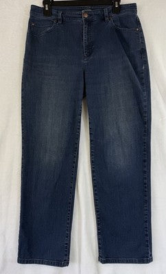 Eileen Fisher Jeans 8 Straight Leg Stretch Denim Blue Organic Cotton Denim