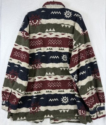 True Grit Men XXL Southwestern Aztec Sherpa Fleece Shirt Made USA Jacket Shacket
