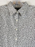Lands End No Iron Supima Shirt 14 Petite Womens 14P Gray Print Button Up Top