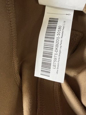 Quince Ultra Stretch Ponte Straight Leg Pant Large Pecan Brown Pull On Womens