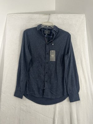 Report Collection Blue Flannel Shirt Mens Small Long Sleeve Button Up NWT