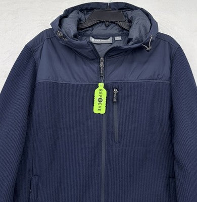 Free Country Cable Fleece Brisk Jacket XL Mens Navy Blue Zip Hooded New NWT