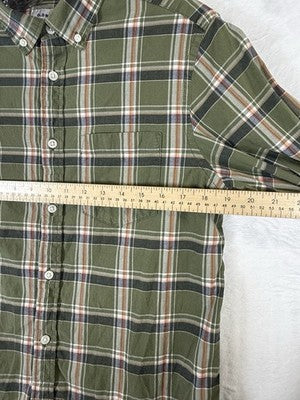 Old Navy Everyday Shirt Regular Fit Small Green Plaid Long Sleeve Mens