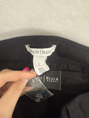 White House Black Market Crop Pants Black Cotton Stretch Womens WHBM NWT