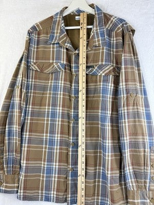 Columbia Shirt Mens 2XL Omniwick Lightweight Long Sleeve Plaid Fishing Button Up
